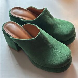 Green Women's Suede Mules